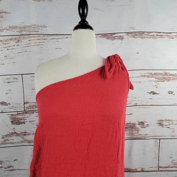 NWT Hush One Shoulder Dress Cotton Red UK 10 = US 6 - Picture 2 of 9